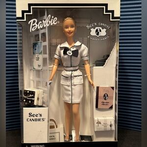 See’s Candies Barbie Doll  in Black and White
Salesperson Uniform